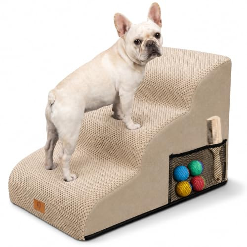 MASTERTOP Escaliers pour Chiens à 3 Marches en Mousse Haute Densité - Beige