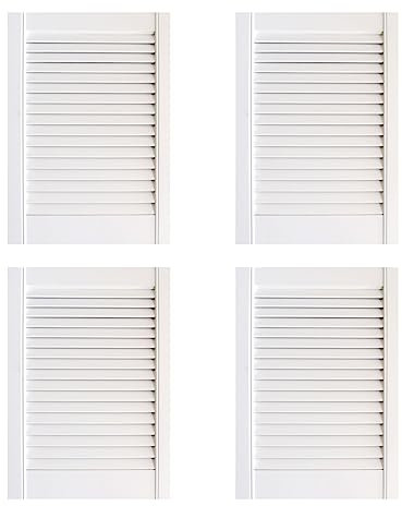 Onlywood Confezione 4 Antine in Legno verniciato Bianco RAL 9016 - Sportello in Legno struttura a Persiana - Ante per cucina muratura o per creare mobili fai da te Diverse Dimensioni (494 x 435 mm)