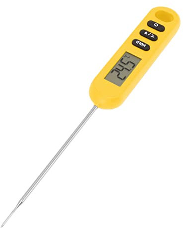 Termometri da Cucina Termometri Digitali con Sonda in Acciaio Inossidabile Impermeabile a Lettura Istantanea per Frittura in Olio Liquido BBQ Griglia Carne Pane Cottura Caramelle(Giallo)