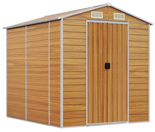 vidaXL Caseta de jardín Acero galvanizado marrón Claro 191x215x198 cm