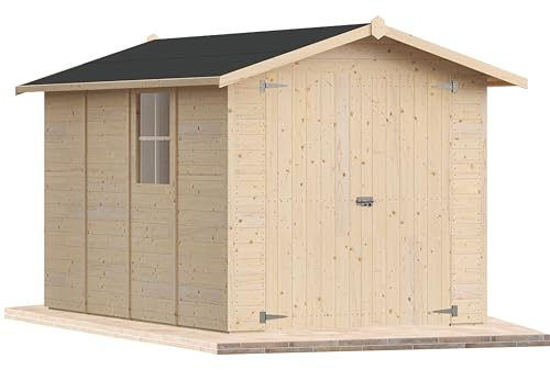 Casetta da giardino in legno per esterno 2Mq 200x400 20mm MADE IN ITALY mod. SONDRIO (Con Grondaia, Kit 2 Finestre Apribili)