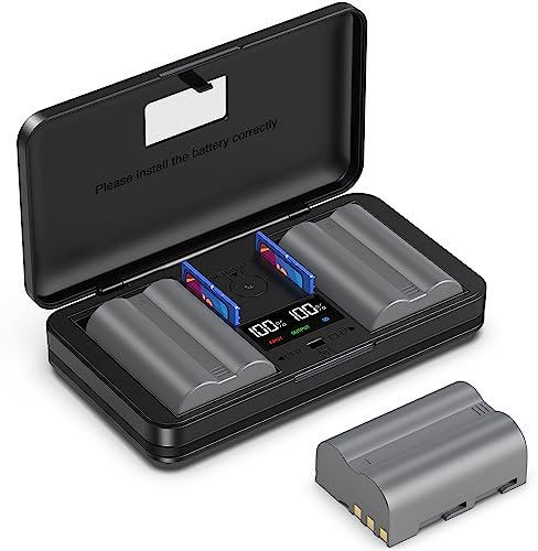 LIFEMOI EN-EL3E (2200mAh) Camera Battery Multifunctional Charger Set (Including Two Batteries) Compatible with Nikon D700, D300S, D300, D200, D100, D90, D80, D70, D70s, D50 Digital SLR Cameras
