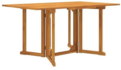 ShCuShan Tavolo Giardino Pieghevole a Farfalla 150x90x75cm Massello Teak,Tavolo Pieghevole Rettangolare Multifunzione Con Piano E Struttura Richiudibile Salvaspazio, Per Arredo Esterno, Interno, Giard