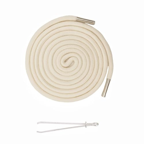 Cordón de repuesto para sudadera con capucha, 140 cm, cordón para pantalones de correr, cordón de sujeción con extremos de cierre de metal y aguja de inserción, Beige: 160 cm, Beige160cm