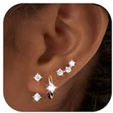 MACACHII 3 Paar Ohrringe Silber 925 Kleine Creolen Set für Damen 14K Vergoldet Ohrstecker Stapelbar Piercings Ohr Gold Damenohrringe für Mehrere Piercings Hypoallergene Schmuck Mädchen
