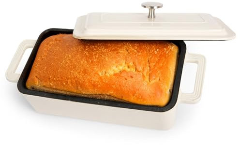 TOMO Cast Iron Bread Oven, 10 x 5 Full Size Loaf - Dutch Oven Bread Cloche with Steam Circulating Lid for Perfect Sourdough