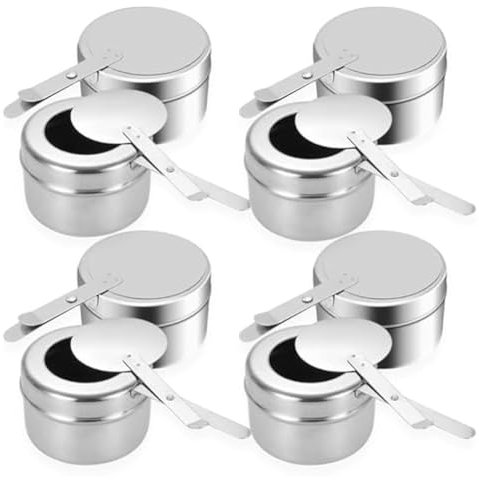 Hfourhnik 8pcs Chafing Fuel Holder,Stainless Steel Chafe Wick Fuel Holder with Cover,Heat Box Holder for Chafing Dish,Barbecue