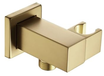 OXGQDTDQ MIUYTRN Wandanschlussbogen mit Handbrausehalter, Wandmontage-Brausehalter, Messing gebürstetes Gold, Handbrausehalter mit verstellbarer Halterung cuicui