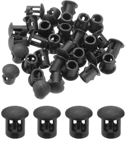 QUARKZMAN 64 Stück 7mm (1/4) Schwarze Kunststoff Lochstopfen, Flache Abdeckkappen, Endkappen für Schränke Maschinen Möbel Schrank