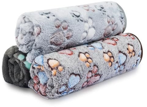 Aomig Hundedecke Katzendecken 3Pcs Waschbar Flauschig Decken Super Weich Fluffy Haustier Decken Kleine Mittlere Grosse Hunde Katzen Sofaschoner aus Coral Fleece für Transportbox Autos Betten 52*76cm