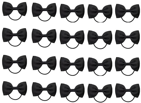 ZOONAI Mini-Haargummis für Babys, Mädchen, Kleinkinder, Haargummis, Zubehör, Schleife, Pferdeschwanz-Halter, Gummi-Haarbänder für Mädchen, Kinder, Teenager, Schwarz, Einheitsgröße, 20 Stück
