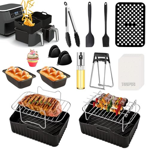 Ninja Heißluftfritteuse Zubehör, Zubehör für Heißluftfritteusen Ninja Foodi Dual Zone AF300EU AF400EU SL400EU Double Stack XL Innsky COSORI und 7,6L-9,5L Dual Zone Heißluftfritteusen, Airfryer Zubehör