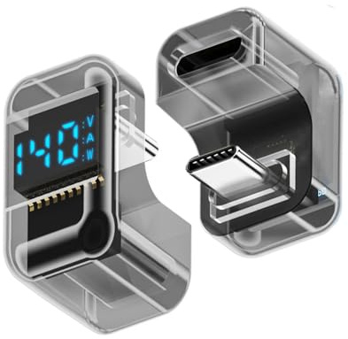 cablecc 40 Gbps 140 W USB 4.0 Type-C Smart LED Display USB-C maschio a femmina, adattatore di prolunga opposto a forma di U angolato sul retro, monitoraggio della tensione di corrente