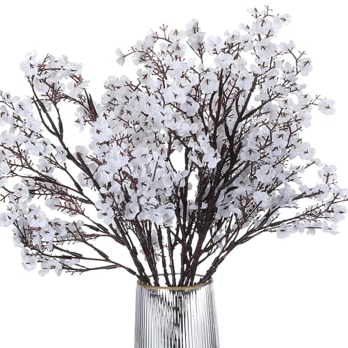 PATIKIL 6pcs Fiori Artificiali Fiori Finti Europei Bouquet Finto Bianco | per Decorazione Casa Giardino Cucina Matrimonio Feste Decorazione, Floreale
