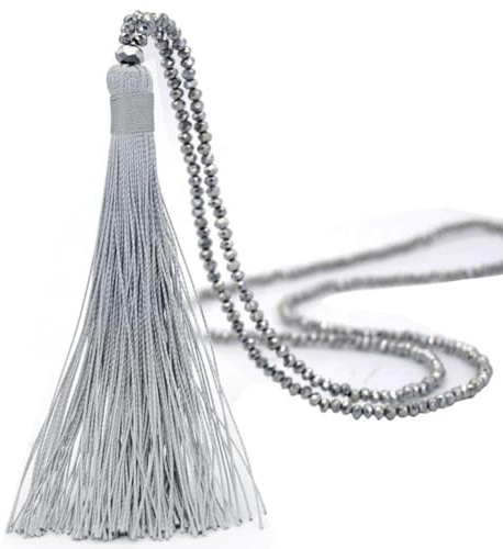 Whakano Collana di perle bohémien, collana lunga vintage da donna con nappa, ciondolo con perle, collana di perline, collana da pullover, gioielli per il collo, elegante collana di perle per donna