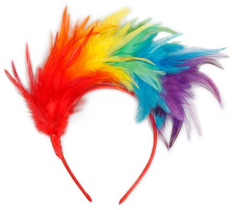 Diffaxy Bunt Feder Stirnband Fascinator Stirnbänder, Haarreif Karneval Feder Haarschmuck, Federstirnband für Damen, Mädchen Fasching Cosplay Haarband Karneval Party