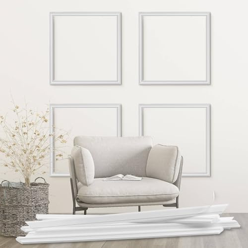 Peel and Stick Wall Molding Kit 4 Sets Wall Molding Kit Self-Adhesive Design for Interior Home Decorations Pre-Cut Wainscoting Panels