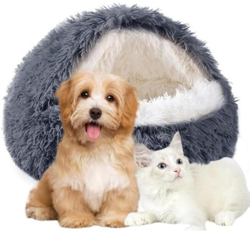 SHJOEE Flauschig Hundebett Muschelform Katzenbett Warm Tierbett Haustierbett Waschbar Hundesofa Katzensofa Plüsch Hundekorb Katzenkorb Weich Hundekissen Katzenkissen Gemütlich Hunde Katzen Schlafplatz