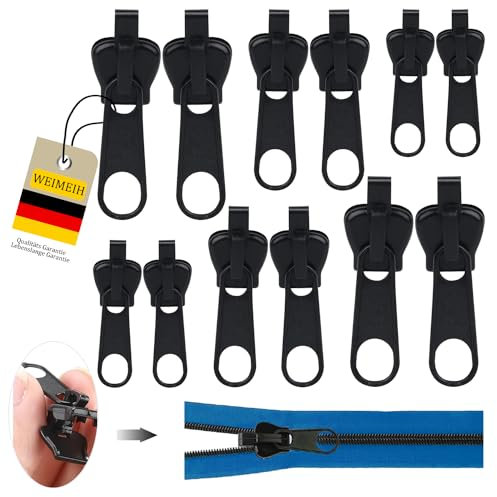 Reisverschluss-reparaturset Ersatz,12 Stück Reißverschluss Zipper, Abnehmbare Zipper Pull Fixer Reparatur Set für Universal,Kleidung,Bettzug, Gepäck,Rucksack
