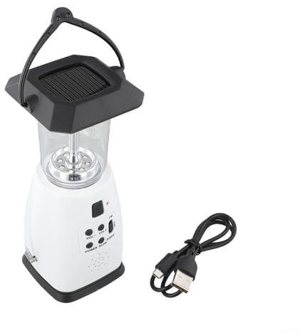 Portable Solar Hand Cranked Radio, Wind Up Solar Radio, Hand Crank Lantern LED Torch With AM/FM, USB Mobile Phone Charger SOS Alarm(White)
