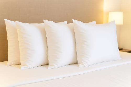 Hans-Textil-Shop 4er Set Kissenbezug 40x40 cm Weiß – Baumwolle Linon, Uni Kissenhülle mit Hotelverschluss, Kochfest 95°, bügelfest, Dekokissen Sofakissen Made in EU