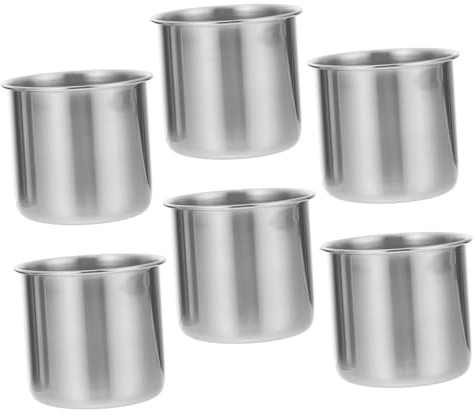 FUNNETOYU 6pcs Stainless Steel Measuring Cups Small Beakers for Medicine Liquid Polished Surface Lightweight Utility Cups for Home Restaurant Bar Use