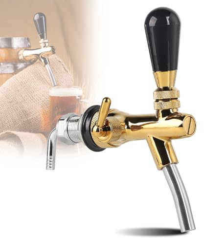 CPROSP Tunna Justerbar G5/8 Gängad Spillator Kran, Krom Ölkran, Ölplugg För Hem, Bar, Restauranger Guld