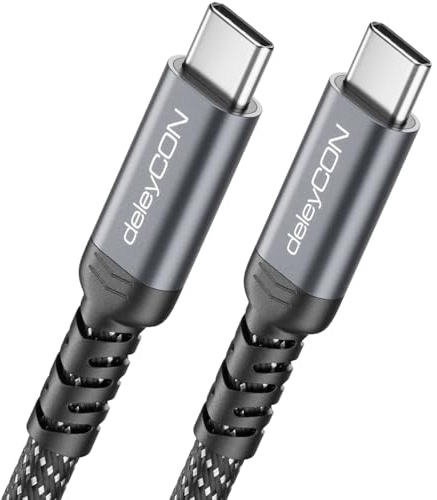 deleyCON 0,5m USB-C Kabel 240W 20 Gbps USB 3.2 Gen 2x2 PD 3.1 | Kurzes 50cm, Ladekabel Datenkabel 4K@60Hz für Ladegerät, iPhone 17/16 Pro Max Air, AirPods, Galaxy A16/A56/S26/S25