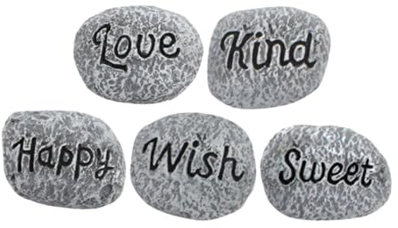 BEBEMOKO 5pcs Decorative Pebbles for Fish Tank Aquarium Gravel Replacement Smooth Resin Stones for Planters Garden and Outdoor Water Features Decoration