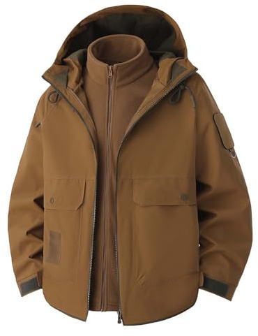 Generisch Veste fonctionnelle unisexe 3 en 1 avec veste intérieure en polaire - Double veste imperméable pour l'extérieur et la randonnée - Parka toutes saisons avec capuche amovible