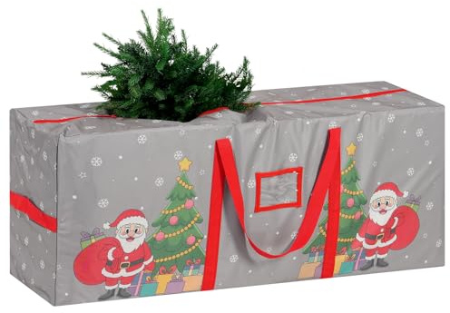 TaoQ C Bolsa de Almacenamiento para Árbol de Navidad, 165 CM x 38 CM x 76 CM Bolsa de Tela Oxford Árbol de Navidad con Asas y Cremallera para Guirnalda Navideña Adornos, Gris