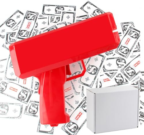 dwxnauixl Geldpistole mit Requisite, Geldspray wie Regen, ABS, für Partys, Hochzeiten, Weihnachten, aus ABS, Sicherheits Neuartiges Spray Spielzeug, Hochzeiten, Dollar, Rot