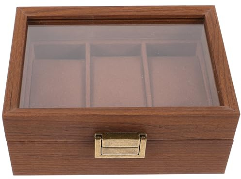 Garneck Scatola Porta Orologi in Legno Nero con Coperchio Organizer Vintage da Posti per Orologi Custodia Portatile per Esposizione e Conservazione Sicura