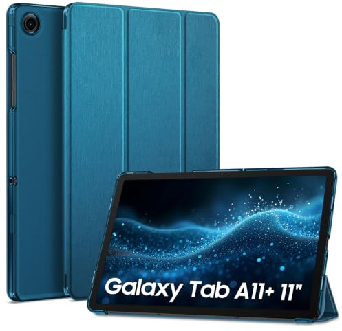 FINTIE Slimshell Case for Samsung Galaxy Tab A11+ Plus 2025 11 Inch | Model (SM-X236B/SM-X230), Lightweight Translucent Frosted Back Cover with Auto Wake/Sleep, Peacock Blue