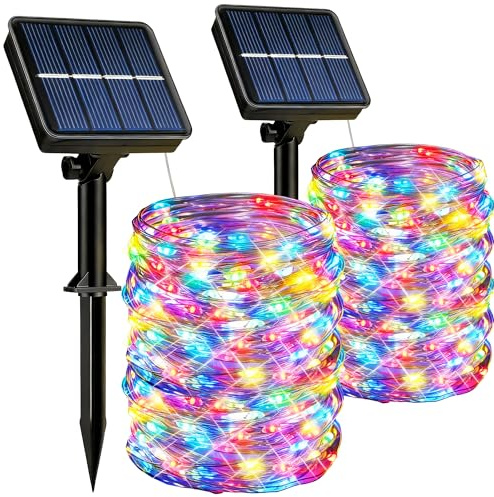 HeiPard Solar Lichterkette Aussen Outdoor 2x15M 150 LED Lichterkette Außen | Solar Lichterkette Outdoor Bunt 8 Modi Wetterfest Solarlichterkette für Balkon, Garten, Terrasse, Camping, Party
