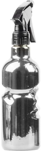 ADOCARN Botella de Spray para Peluquería Vintage Plateada, Pulverizador Multifuncional de Plástico Recargable Rociado Fino para Barbería, Jardinería y Cuidado Personal