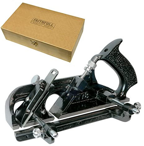 Faithfull 778 Falzhobel in Holzbox – Gusseisen-Falthobel mit präzise geschliffener Basis für Tischlerarbeiten, Fräsarbeiten und Querholzbearbeitung