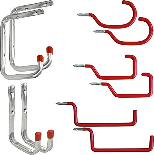 Connex Wandhaken-Sortiment 10-teilig - 6 Schraubhaken & 4 Wandhaken - Mit schützender Gummikappe - verzinkt / Universalhaken / Montagehaken für Garage / Werkstatthaken / Ordnungshelfer / DY30000