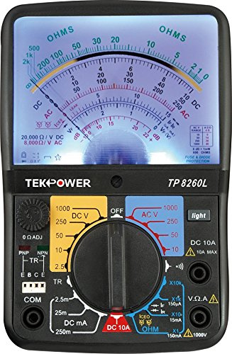 Tekpower TP8260L - Multímetro analógico con luz trasera y transistor