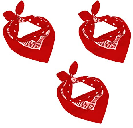 Betz 3er Pack Nickituch Bandana Kopftuch Halstuch klassischem Punktemuster Größe 55 x 55cm 100% Baumwolle Farbe: rot