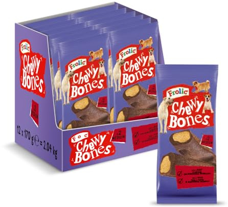 Frolic Chew Bones Huesos Masticables para Perros (Pack de 12 bolsitas x 170g)