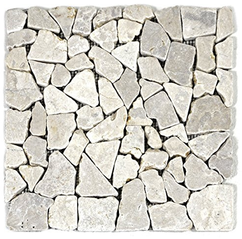 DIVERO 11 Fliesenmatten Naturstein Mosaikfliesen aus Marmor für Wand und Boden creme á 30 x 30 cm