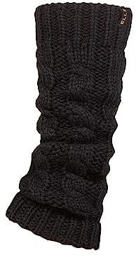 ELLE Ladies 1 Pair Chunky Cable Knit Leg Warmers - Black One Size