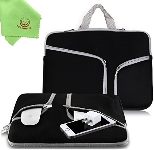 UESWILL Neoprene Soft Sleeve Bag Briefcase Compatible with MacBook Air 11 inch/MacBook 12 inch /11-12 inch Ultrabook Chromebook Notebook Netbook Computer Tablet,(Black)