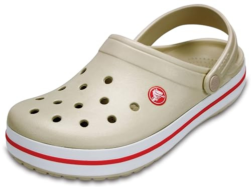 Crocs Unisex-Adult Crocband Clog, Stucco/Melon, 7 Women/5 Men