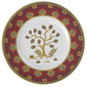Villeroy & Boch Samarkand Rubin Brotteller, 16 cm, Kleiner Beilagenteller mit orientalischem Dekor, Premium Bone Porcelain, Mehrfarbig/Rot
