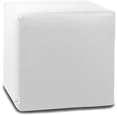 ARKETICOM Dado Pouf Poggiapiedi CUBO Ecopelle Sfoderabile Puff Bianco 42 cm