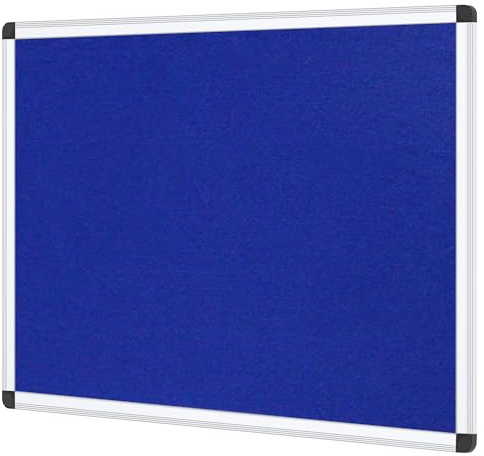 VIZ-PRO Pinnwand 90 x 60 cm, Filztafel mit Alurahmen, Wandmontage | Blaue Stoff-Memo-Tafel ideal für Notizen, Fotos & Erinnerungen im Büro, Zuhause & Schule
