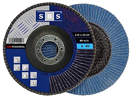 SBS Fächerscheiben | Ø 115mm | Korn 80 | 10 Stück | Inox blau Metall & Holz Winkelschleifer Schleifmop