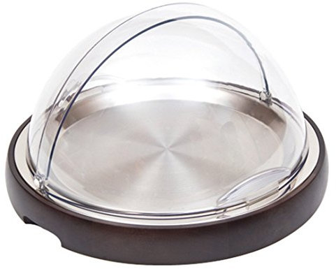 Piazza – Présentoir rond réfrigéré C/Cloche Roll Top avec Base en bois et insert en acier – D : 51 cm – H : 31 cm 418605